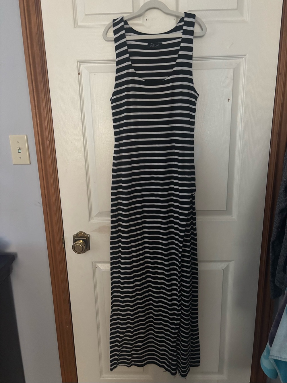 Eclipse Black & White Striped Tank Maxi Dress